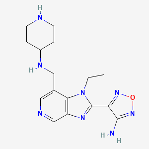 molecular formula C16H22N8O B1680849 N-[[2-(4-amino-1,2,5-oxadiazol-3-yl)-1-ethylimidazo[5,4-d]pyridin-7-yl]methyl]piperidin-4-amine CAS No. 607372-46-3