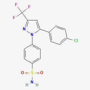 molecular formula C16H11ClF3N3O2S B1680858 4-(5-(4-chlorophenyl)-3-(trifluoromethyl)-1H-pyrazol-1-yl)benzenesulfonamide CAS No. 170569-86-5