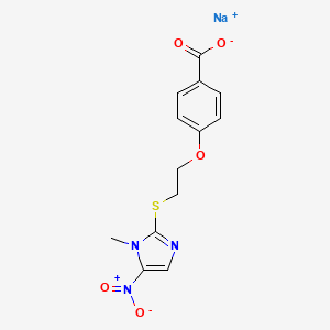 molecular formula C13H12N3NaO5S B1680859 Benzoic acid, 4-(2-((1-methyl-5-nitro-1H-imidazol-2-yl)thio)ethoxy)-, sodium salt CAS No. 64444-68-4