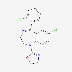 B1680862 2,3-Dihydro-7-chloro-5-(2-chlorophenyl)-1-(4,5-dihydro-2-oxazolyl)-1H-1,4-benzodiazepine CAS No. 76053-14-0