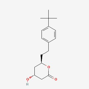molecular formula C17H24O3 B1680863 2H-Pyran-2-one, 6-(2-(4-(1,1-dimethylethyl)phenyl)ethyl)tetrahydro-4-hydroxy-, trans- CAS No. 81329-72-8