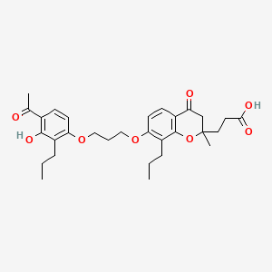 B1680865 3-[7-[3-(4-acetyl-3-hydroxy-2-propylphenoxy)propoxy]-2-methyl-4-oxo-8-propyl-3H-chromen-2-yl]propanoic acid CAS No. 98193-06-7