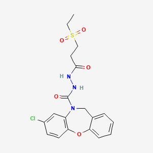 molecular formula C19H20ClN3O5S B1680869 Dibenz(b,f)(1,4)oxazepine-10(11H)-carboxylic acid, 8-chloro-, 2-(3-(ethylsulfonyl)-1-oxopropyl)hydrazide CAS No. 102251-91-2