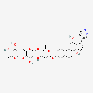 B1680870 6-[6-[6-[(12,14-Dihydroxy-10,13-dimethyl-17-pyridazin-4-yl-1,2,3,4,5,6,7,8,9,11,12,15,16,17-tetradecahydrocyclopenta[a]phenanthren-3-yl)oxy]-4-hydroxy-2-methyloxan-3-yl]oxy-4-hydroxy-2-methyloxan-3-yl]oxy-2-methyloxane-3,4-diol CAS No. 59712-21-9