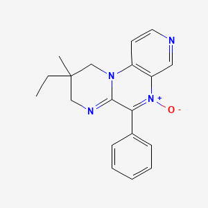 B1680871 9-Ethyl-9,10-dihydro-9-methyl-6-phenyl-8H-pyrido(3',4':5,6)pyrazino(1,2-a)pyrimidine 5-oxide CAS No. 115812-74-3