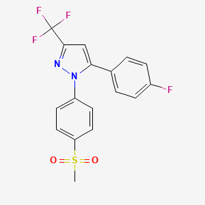molecular formula C17H12F4N2O2S B1680877 1-((4-Methylsulfonyl)phenyl)-3-trifluoromethyl-5-(4-fluorophenyl)pyrazole CAS No. 162054-19-5