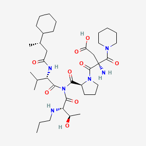 (3R)-3-amino-3-[(2S)-2-[[(2S)-2-[[(3S)-3-cyclohexylbutanoyl]amino]-3-methylbutanoyl]-[(2S,3R)-3-hydroxy-2-(propylamino)butanoyl]carbamoyl]pyrrolidine-1-carbonyl]-4-oxo-4-piperidin-1-ylbutanoic acid