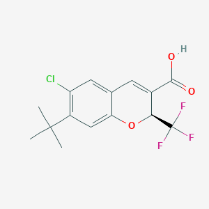molecular formula C15H14ClF3O3 B1680881 (2s)-7-Tert-Butyl-6-Chloro-2-(Trifluoromethyl)-2h-Chromene-3-Carboxylic Acid CAS No. 215122-74-0