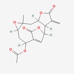 molecular formula C17H24O5 B1680890 (8-Methyl-3-methylidene-4,14-dioxo-5,9,15-trioxatetracyclo[11.2.1.02,6.08,10]hexadec-13(16)-en-12-yl) acetate CAS No. 23758-16-9