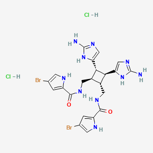molecular formula C22H26Br2Cl2N10O2 B1680891 N,N'-(((1R,2R,3S,4S)-3,4-bis(2-amino-1H-imidazol-5-yl)cyclobutane-1,2-diyl)bis(methylene))bis(4-bromo-1H-pyrrole-2-carboxamide) dihydrochloride CAS No. 79703-25-6