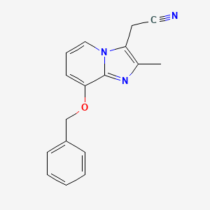 molecular formula C17H15N3O B1680892 2-Methyl-8-(phenylmethoxy)imidazo[1,2-a]pyridine-3-acetonitrile CAS No. 76081-98-6