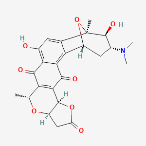 molecular formula C24H25NO8 B1680901 (1R,6R,10R,12R,19R,20S,21R)-21-(Dimethylamino)-16,20-dihydroxy-12,19-dimethyl-7,11,23-trioxahexacyclo[17.3.1.02,18.03,15.05,13.06,10]tricosa-2,5(13),15,17-tetraene-4,8,14-trione CAS No. 114970-20-6