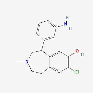 molecular formula C17H19ClN2O B1680902 (+-)-5-(3-Aminophenyl)-8-chloro-2,3,4,5-tetrahydro-3-methyl-1H-3-benzazepin-7-ol CAS No. 107811-54-1