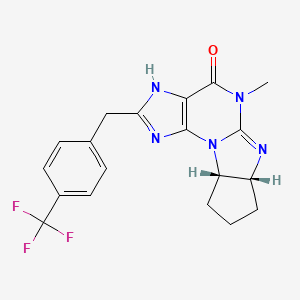 molecular formula C19H18F3N5O B1680911 (11S,15R)-8-methyl-4-[[4-(trifluoromethyl)phenyl]methyl]-1,3,5,8,10-pentazatetracyclo[7.6.0.02,6.011,15]pentadeca-2(6),3,9-trien-7-one CAS No. 167298-74-0