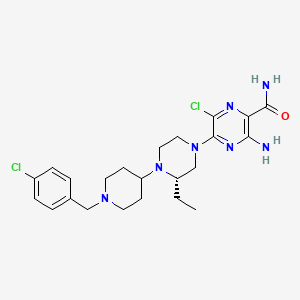 molecular formula C23H31Cl2N7O B1680914 (S)-3-Amino-6-chloro-5-(4-(1-(4-chlorobenzyl)piperidin-4-yl)-3-ethylpiperazin-1-yl)pyrazine-2-carboxamide CAS No. 906805-42-3