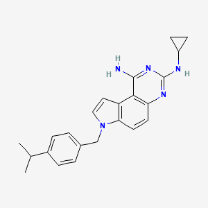 B1680918 N3-cyclopropyl-7-[(4-propan-2-ylphenyl)methyl]pyrrolo[3,2-f]quinazoline-1,3-diamine CAS No. 245520-69-8