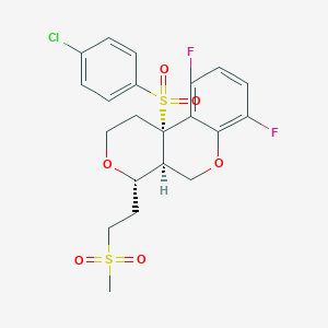 molecular formula C21H21ClF2O6S2 B1680919 (4S,4aS,10bS)-10b-(4-chlorophenyl)sulfonyl-7,10-difluoro-4-(2-methylsulfonylethyl)-2,4,4a,5-tetrahydro-1H-pyrano[3,4-c]chromene CAS No. 1100361-36-1