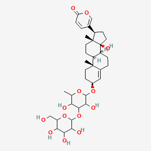 molecular formula C36H52O13 B1680924 5-[(3S,8R,9S,10R,13R,14S,17R)-3-[3,5-dihydroxy-6-methyl-4-[3,4,5-trihydroxy-6-(hydroxymethyl)oxan-2-yl]oxyoxan-2-yl]oxy-14-hydroxy-10,13-dimethyl-1,2,3,6,7,8,9,11,12,15,16,17-dodecahydrocyclopenta[a]phenanthren-17-yl]pyran-2-one CAS No. 124-99-2