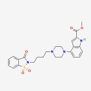 molecular formula C25H28N4O5S B1680930 methyl 4-[4-[4-(1,1,3-trioxo-1,2-benzothiazol-2-yl)butyl]piperazin-1-yl]-1H-indole-2-carboxylate CAS No. 141533-35-9
