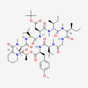 molecular formula C61H99N9O14 B1680932 Cyclo-(pec1-meval2-val3-(O-t-Bu-measp4)-melle5-melle6-gly7-meval8-(O-Me-tyr)-L-hpa10) CAS No. 129893-84-1
