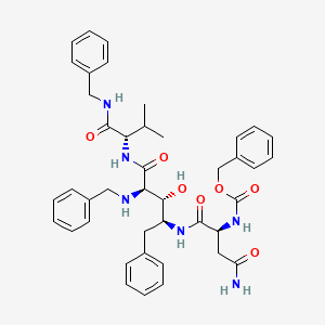 molecular formula C42H50N6O7 B1680933 benzyl N-[(2S)-4-amino-1-[[(2S,3R,4R)-4-(benzylamino)-5-[[(2S)-1-(benzylamino)-3-methyl-1-oxobutan-2-yl]amino]-3-hydroxy-5-oxo-1-phenylpentan-2-yl]amino]-1,4-dioxobutan-2-yl]carbamate CAS No. 161510-48-1