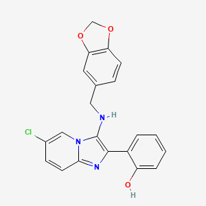 molecular formula C21H16ClN3O3 B1680981 2-[3-(1,3-Benzodioxol-5-ylmethylamino)-6-chloroimidazo[1,2-a]pyridin-2-yl]phenol CAS No. 601502-36-7