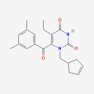 molecular formula C21H24N2O3 B1680995 1-[(Cyclopent-3-en-1-yl)methyl]-5-ethyl-6-(3,5-dimethylbenzoyl)-2,4-pyrimidinedione CAS No. 195720-26-4