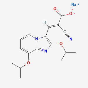 molecular formula C17H18N3NaO4 B1681000 ((2,8-Diisopropoxyimidazo(1,2-a)pyridin-3-yl)methylene)cyanoacetate sodium salt CAS No. 133669-72-4