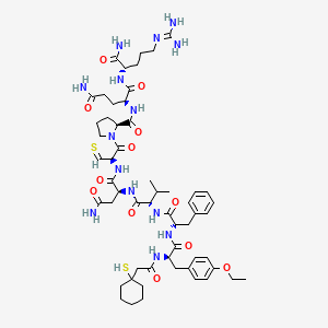 molecular formula C56H82N14O12S2 B1681004 (2S)-N-[(2S)-1-amino-5-(diaminomethylideneamino)-1-oxopentan-2-yl]-2-[[(2S)-1-[(2R)-2-[[(2S)-4-amino-2-[[(2S)-2-[[(2S)-2-[[(2R)-3-(4-ethoxyphenyl)-2-[[2-(1-sulfanylcyclohexyl)acetyl]amino]propanoyl]amino]-3-phenylpropanoyl]amino]-3-methylbutanoyl]amino]-4-oxobutanoyl]amino]-3-sulfanylidenepropanoyl]pyrrolidine-2-carbonyl]amino]pentanediamide CAS No. 111372-60-2