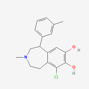 molecular formula C18H21BrClNO2 B1681006 3-Methyl-6-chloro-2,3,4,5-tetrahydro-7,8-dihydroxy-1-(3-methylphenyl)-1H-3-benzazepine CAS No. 80751-85-5