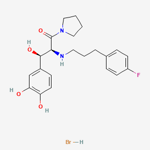molecular formula C23H31BrFN3O6 B1681011 (2S,3R)-3-(3,4-Dihydroxyphenyl)-2-[3-(4-fluorophenyl)propylamino]-3-hydroxy-1-pyrrolidin-1-ylpropan-1-one;hydrobromide CAS No. 142784-65-4