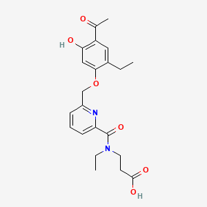molecular formula C22H26N2O6 B1681014 beta-Alanine, N-((6-((4-acetyl-2-ethyl-5-hydroxyphenoxy)methyl)-2-pyridinyl)carbonyl)-N-ethyl- CAS No. 146461-98-5