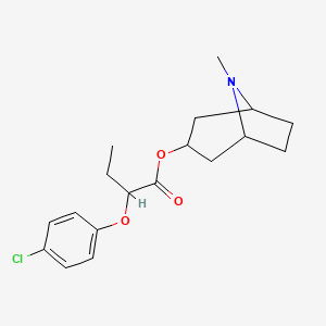 molecular formula C18H24ClNO3 B1681019 (8-甲基-8-氮杂双环[3.2.1]辛烷-3-基) 2-(4-氯苯氧基)丁酸酯 CAS No. 155058-71-2