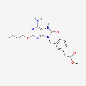 B1681023 Methyl 3-[(6-amino-2-butoxy-7,8-dihydro-8-oxo-9H-purin-9-yl)methyl]benzeneacetate CAS No. 677773-91-0