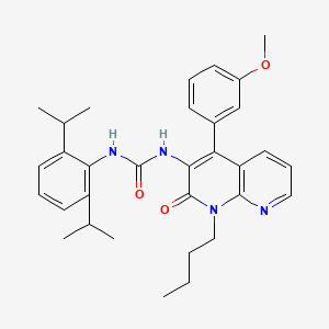 molecular formula C32H38N4O3 B1681024 1-[2,6-Bis(propan-2-yl)phenyl]-3-[1-butyl-4-(3-methoxyphenyl)-2-oxo-1,2-dihydro-1,8-naphthyridin-3-yl]urea CAS No. 185539-34-8
