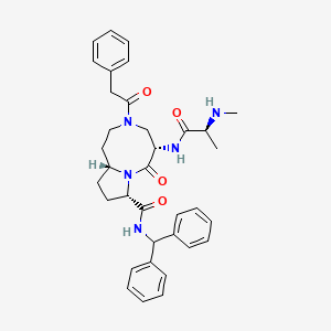 B1681025 (5S,8S,10aR)-N-benzhydryl-5-[[(2S)-2-(methylamino)propanoyl]amino]-6-oxo-3-(2-phenylacetyl)-1,2,4,5,8,9,10,10a-octahydropyrrolo[1,2-a][1,5]diazocine-8-carboxamide CAS No. 1071992-61-4