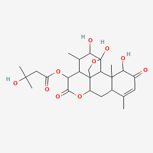 molecular formula C25H34O10 B1681058 (4,5,17-Trihydroxy-6,14,18-trimethyl-9,16-dioxo-3,10-dioxapentacyclo[9.8.0.01,7.04,19.013,18]nonadec-14-en-8-yl) 3-hydroxy-3-methylbutanoate CAS No. 74156-49-3