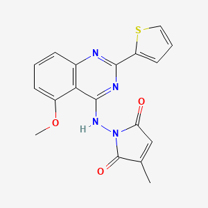 molecular formula C18H14N4O3S B1681060 1-(5-Methoxy-2-thiophen-2-yl-quinazolin-4-ylamino)-3-methyl-pyrrole-2,5-dione CAS No. 219773-55-4