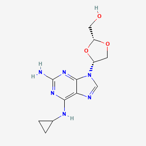 molecular formula C12H16N6O3 B1681062 [(2R,4R)-4-[2-amino-6-(cyclopropylamino)purin-9-yl]-1,3-dioxolan-2-yl]methanol CAS No. 280138-71-8