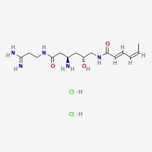 molecular formula C15H29Cl2N5O3 B1681068 L-threo-Hexonamide, 3-amino-N-(3-amino-3-iminopropyl)-6-((1-oxo-2,4-hexadienyl)amino)-2,3,4,6-tetradeoxy-, (E,Z)-, dihydrochloride CAS No. 111337-87-2
