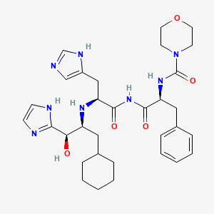 B1681090 N-[(2S)-1-[[(2S)-2-[[(1R,2S)-3-cyclohexyl-1-hydroxy-1-(1H-imidazol-2-yl)propan-2-yl]amino]-3-(1H-imidazol-5-yl)propanoyl]amino]-1-oxo-3-phenylpropan-2-yl]morpholine-4-carboxamide CAS No. 115766-42-2