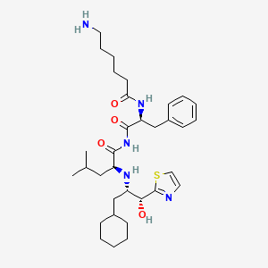 molecular formula C33H51N5O4S B1681095 (2S)-N-[(2S)-2-(6-aminohexanoylamino)-3-phenylpropanoyl]-2-[[(1R,2S)-3-cyclohexyl-1-hydroxy-1-(1,3-thiazol-2-yl)propan-2-yl]amino]-4-methylpentanamide CAS No. 122280-12-0