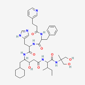 2-[[5-cyclohexyl-3-hydroxy-4-[[3-(1H-imidazol-5-yl)-2-[[3-phenyl-2-(3-pyridin-3-ylpropanoylamino)propanoyl]amino]propanoyl]amino]pentanoyl]amino]-N-(1,3-dihydroxy-2-methylpropan-2-yl)-3-methylpentanamide