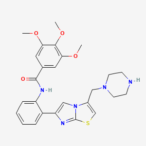 molecular formula C26H29N5O4S B1681105 3,4,5-trimethoxy-N-(2-(3-(piperazin-1-ylmethyl)imidazo[2,1-b]thiazol-6-yl)phenyl)benzamide CAS No. 925432-73-1