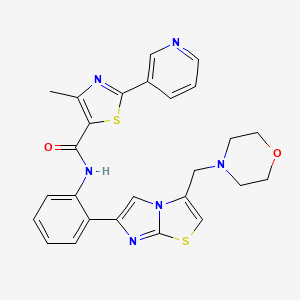 molecular formula C26H24N6O2S2 B1681106 5-Thiazolecarboxamide, 4-methyl-N-[2-[3-(4-morpholinylmethyl)imidazo[2,1-b]thiazol-6-yl]phenyl]-2-(3-pyridinyl)- CAS No. 1093403-33-8