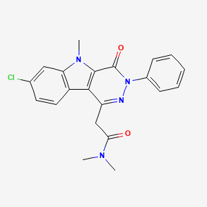 molecular formula C21H19ClN4O2 B1681115 2-(7-Chloro-5-methyl-4-oxo-3-phenyl-4,5-dihydro-3H-pyridazino[4,5-b]indol-1-yl)-N,N-dimethylacetamide CAS No. 220448-02-2