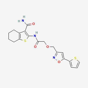 molecular formula C19H19N3O4S2 B1681128 2-(2-((5-(Thiophen-2-yl)isoxazol-3-yl)methoxy)acetamido)-4,5,6,7-tetrahydrobenzo[b]thiophene-3-carboxamide CAS No. 893075-58-6