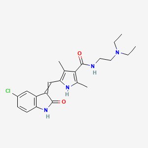 molecular formula C22H27ClN4O2 B1681150 5-[(5-氯-2-氧代-1H-吲哚-3-基)甲基]-N-[2-(二乙基氨基)乙基]-2,4-二甲基-1H-吡咯-3-甲酰胺 CAS No. 326914-10-7