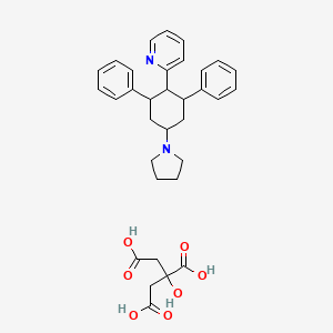 molecular formula C33H38N2O7 B1681152 Pyridine, 2-(2,6-diphenyl-4-(1-pyrrolidinyl)cyclohexyl)-, 2-hydroxy-1,2,3-propanetricarboxylate CAS No. 61361-38-4