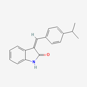 molecular formula C18H17NO B1681157 (E)-3-(4-Isopropylbenzylidene)indolin-2-one CAS No. 186611-55-2